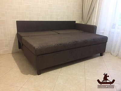 Узкий диван софа с габаритными размерами 200 на 70 см и спальным местом 190 на 110 см.